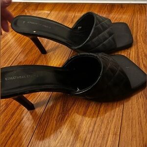 Cute Black Slip On Heels